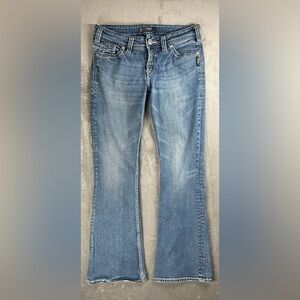Silver Jeans Womens 29 Suki Surplus Denim Big Stitch Boot Cut Casual Rodeo Party